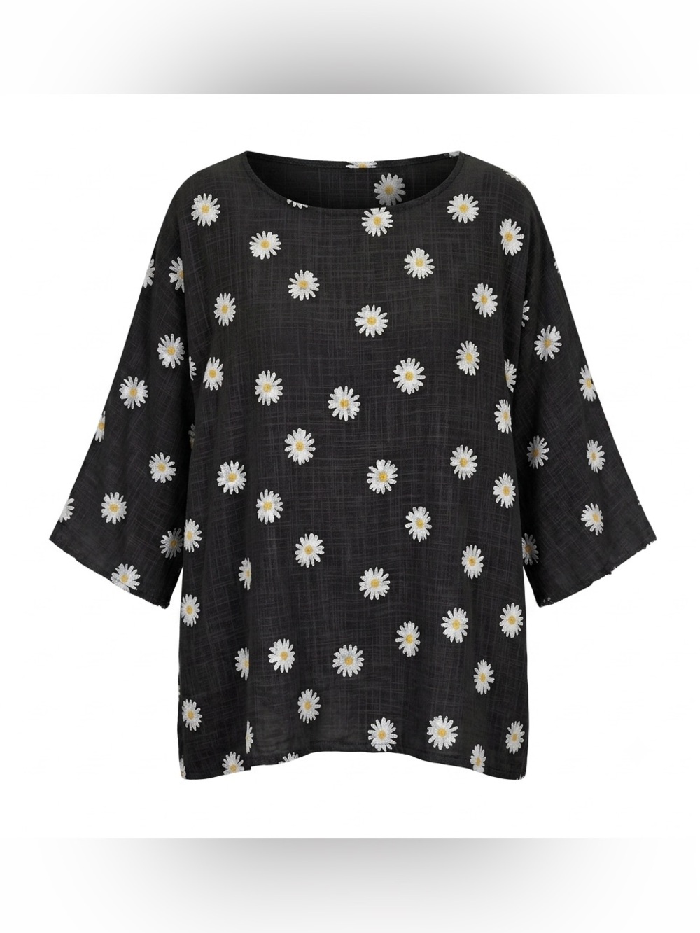 Made in Italy Oversized Cotton Daisy Print Top